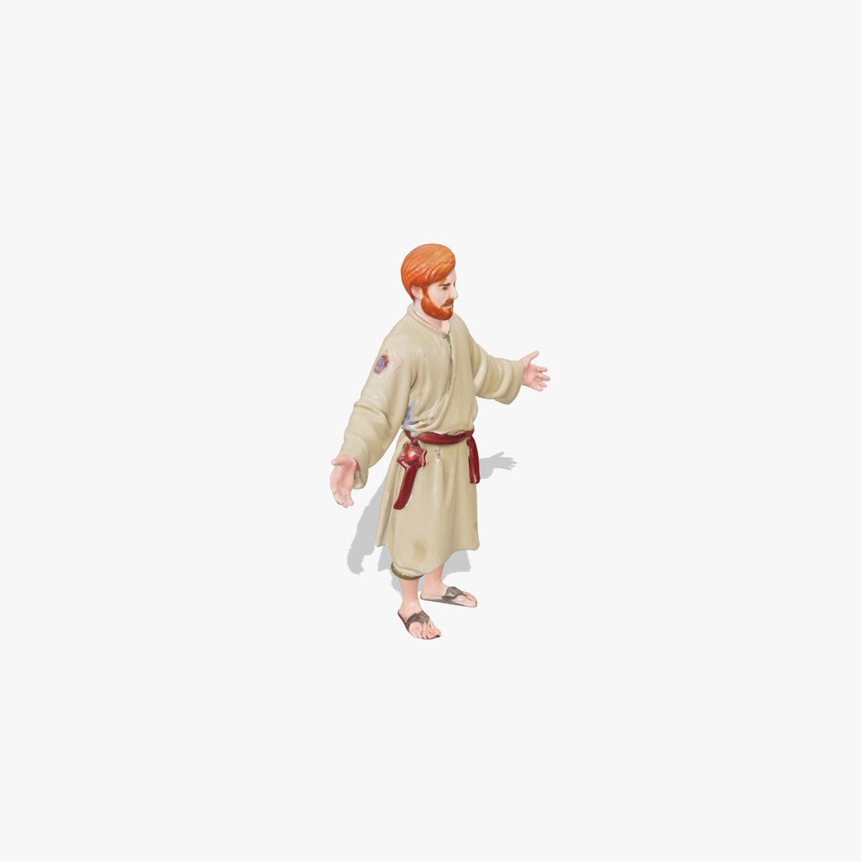 Medieval Peasant Character Rigged and Animated Model