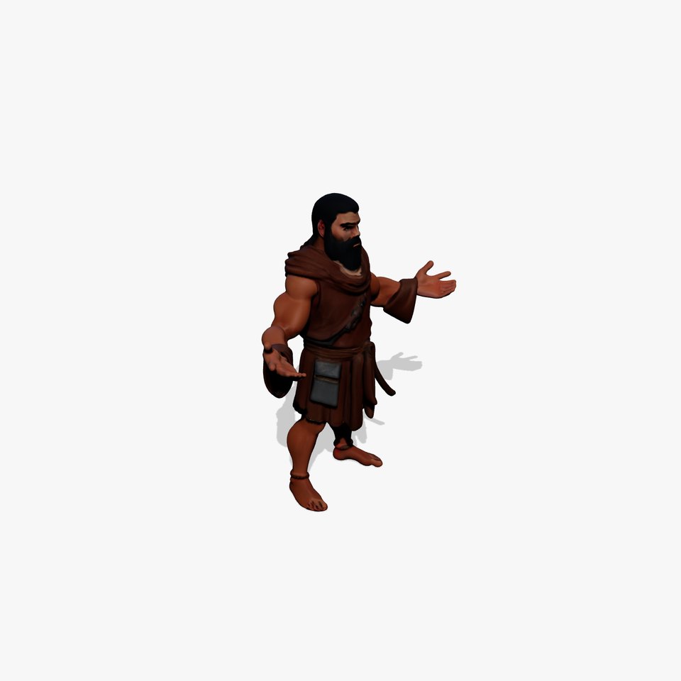 D Medieval Monk Character Rigged and Animated