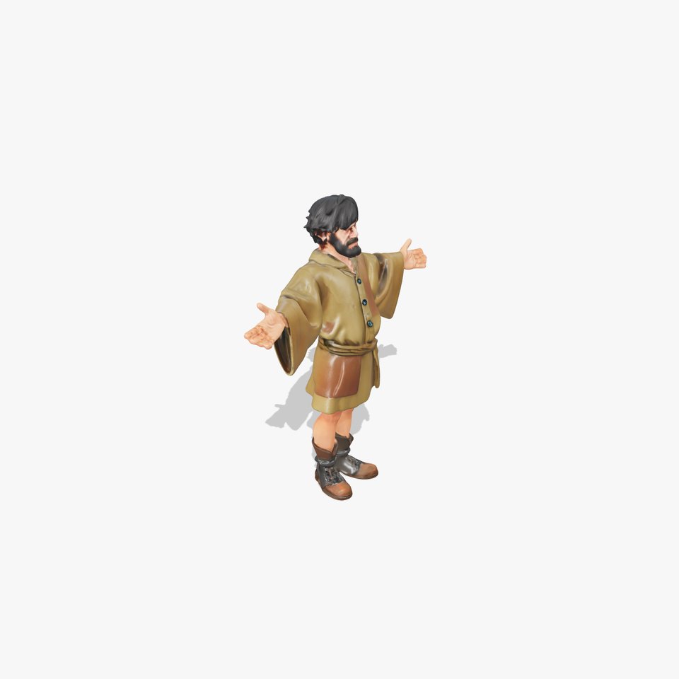 Medieval Wanderer Character Rigged and Animated