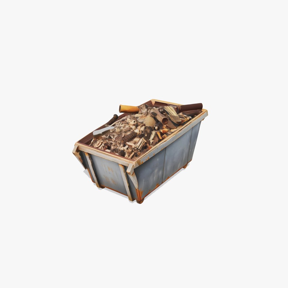 Rusted Construction Dumpster with Debris D Model Pack