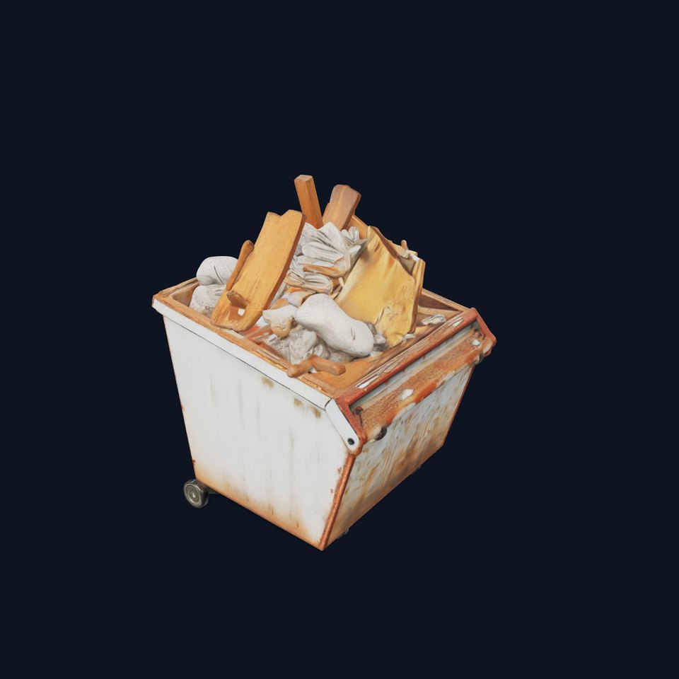 Industrial Dumpster with Debris Model Pack