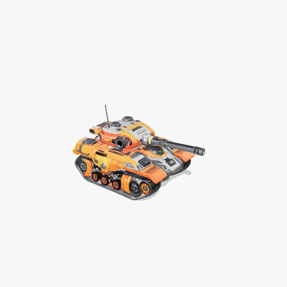 Futuristic Orange Battle Tank D Model Pack