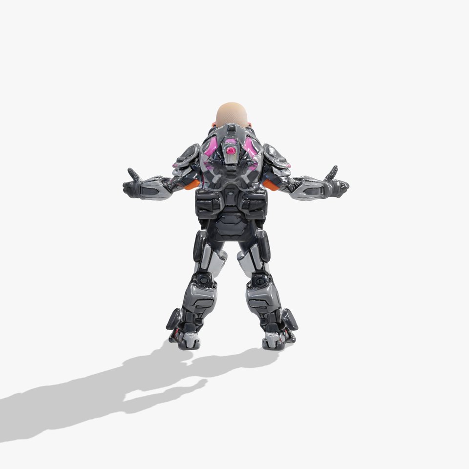 Cybernetic Warrior Rigged and Animated D Character Model