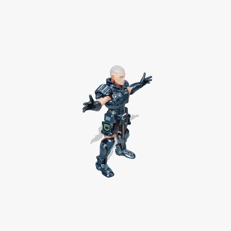 Futuristic Armored Soldier Rigged and Animated D Character Model