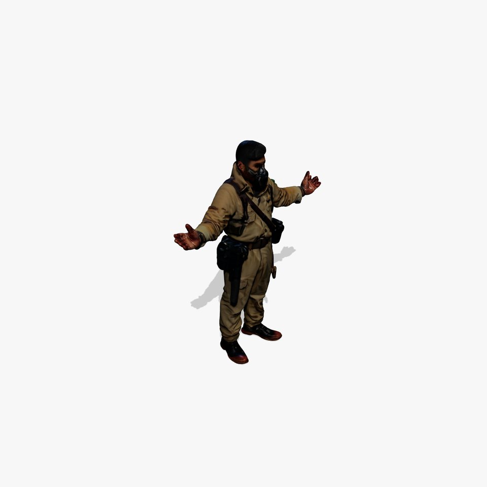 Masked Soldier D Model  Rigged and Animated for Games