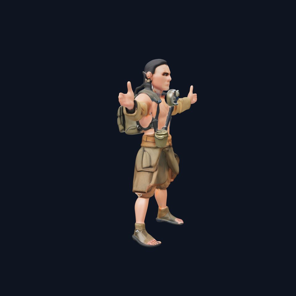 PostApocalyptic Survivor Rigged and Animated D Character Model