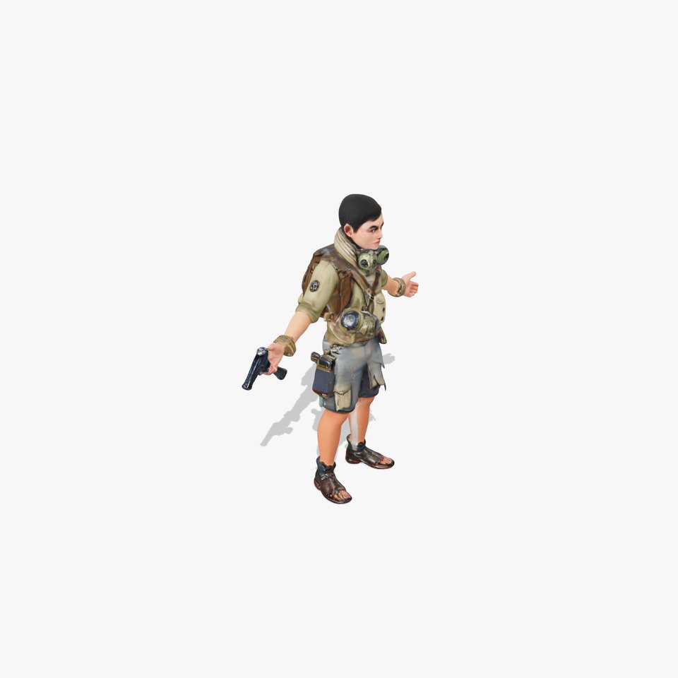 Young Adventurer with Gear Rigged and Animated