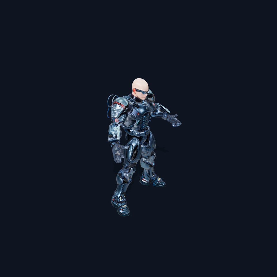 Cybernetic Soldier Rigged and Animated Character Model