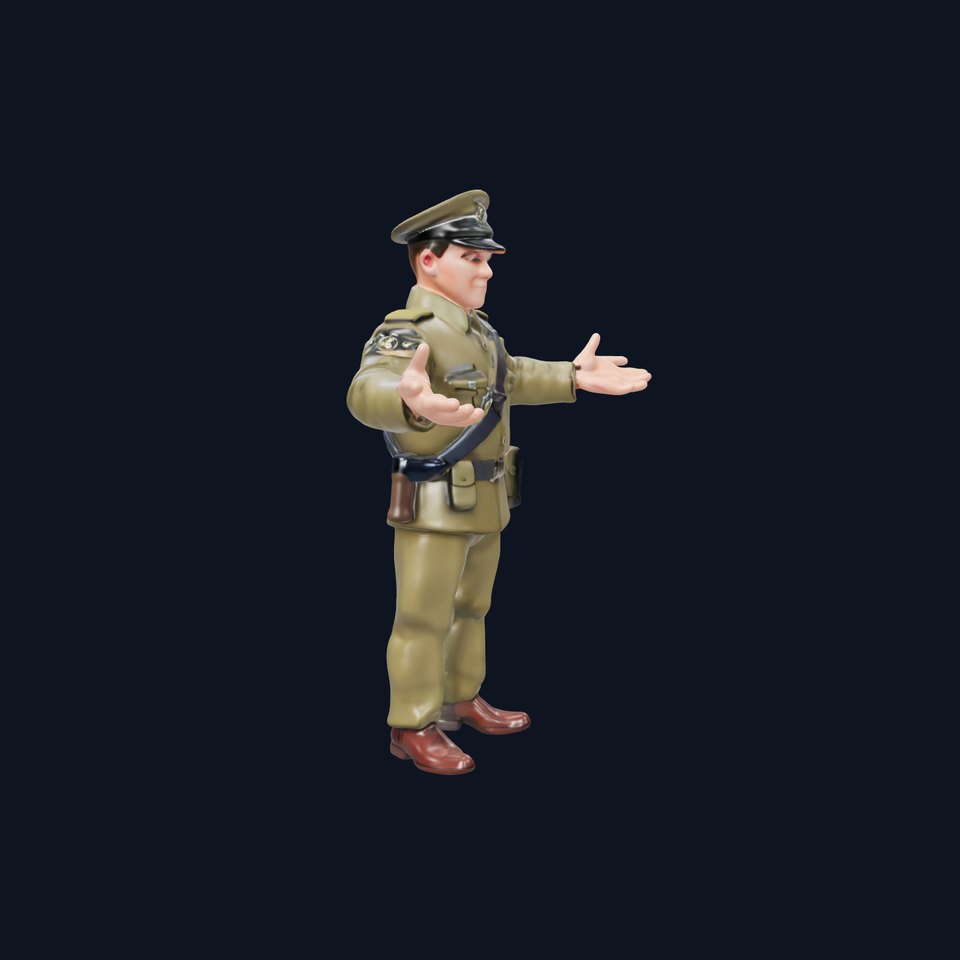 Rigged and Animated Military Officer with Uniform and Accessories