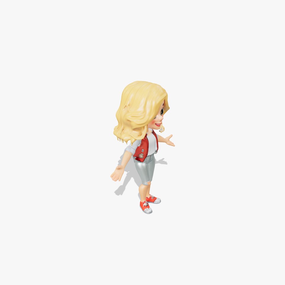 Blonde Cartoon Girl Character Model  Rigged and Animated