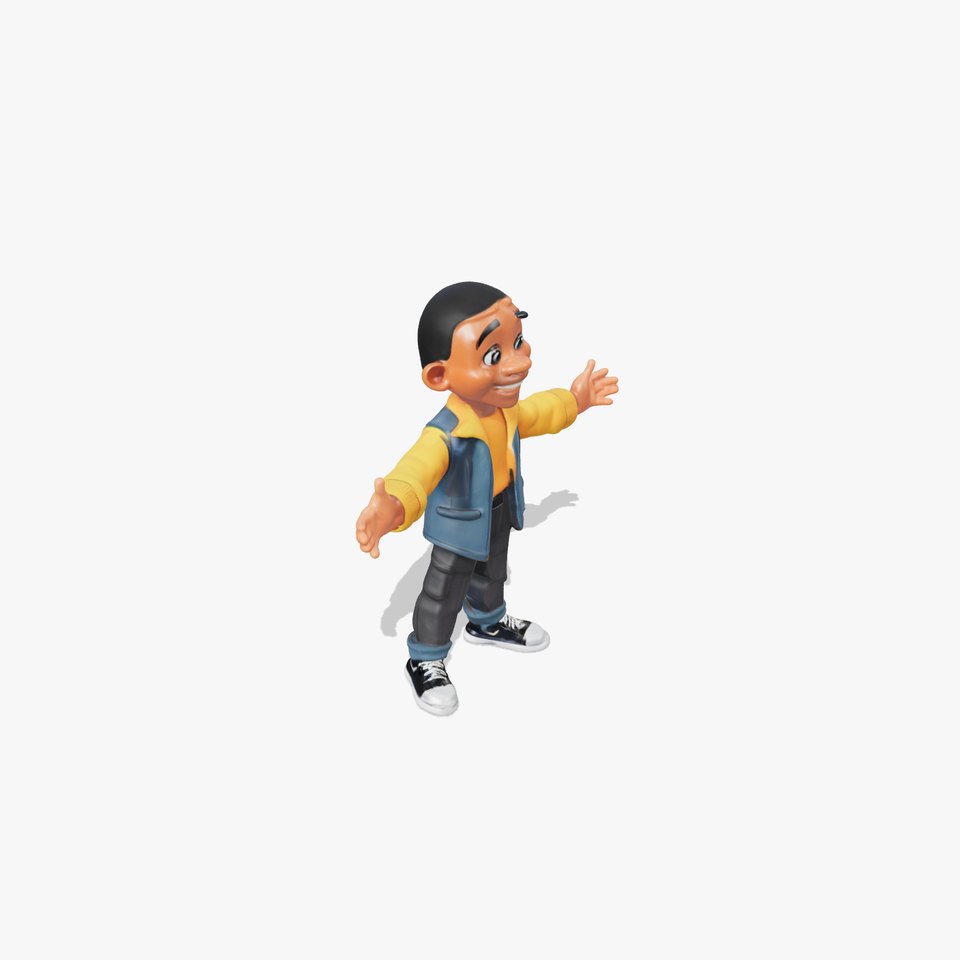 Energetic Boy in Casual Wear Rigged and Animated D Character Model