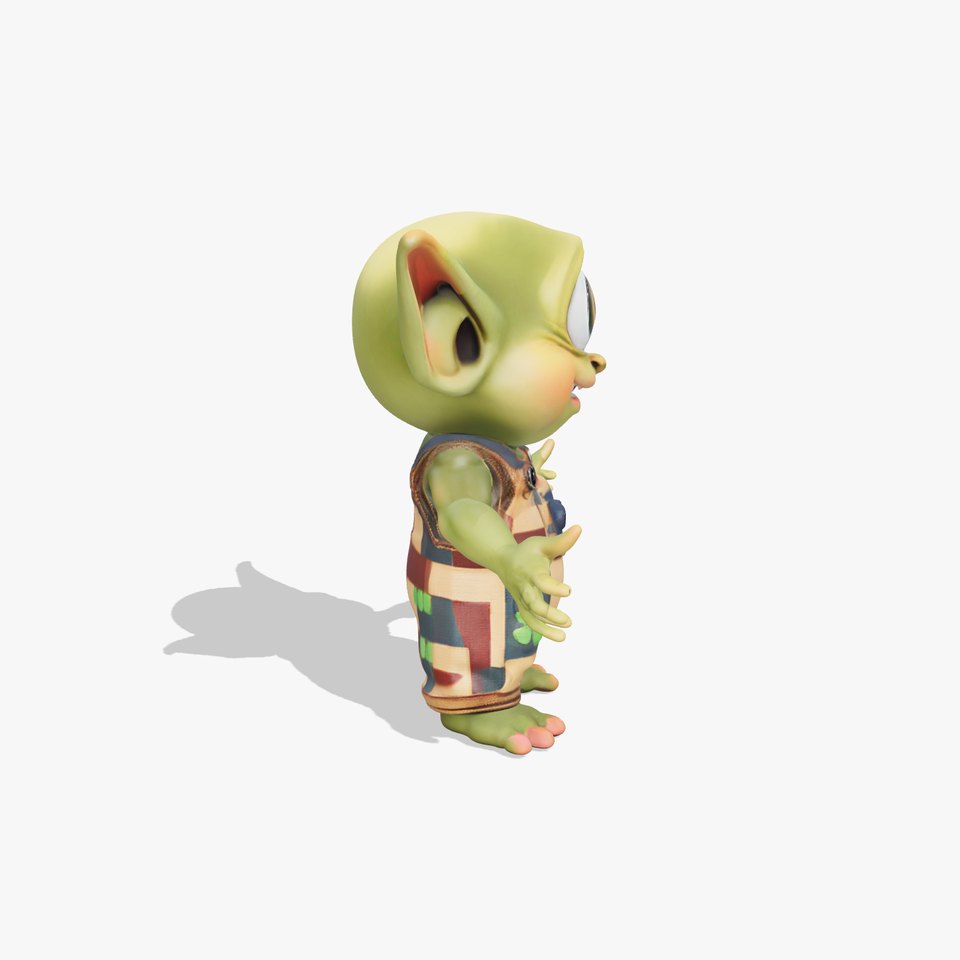 Cyclopean Goblin Child  Rigged and Animated D Character Model