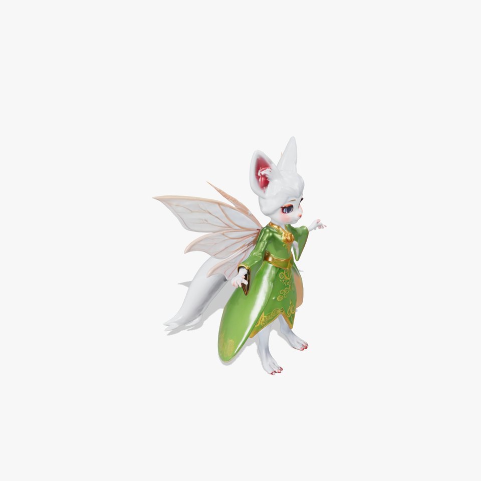 Mythical Feline Fairy Rigged and Animated D Character Model
