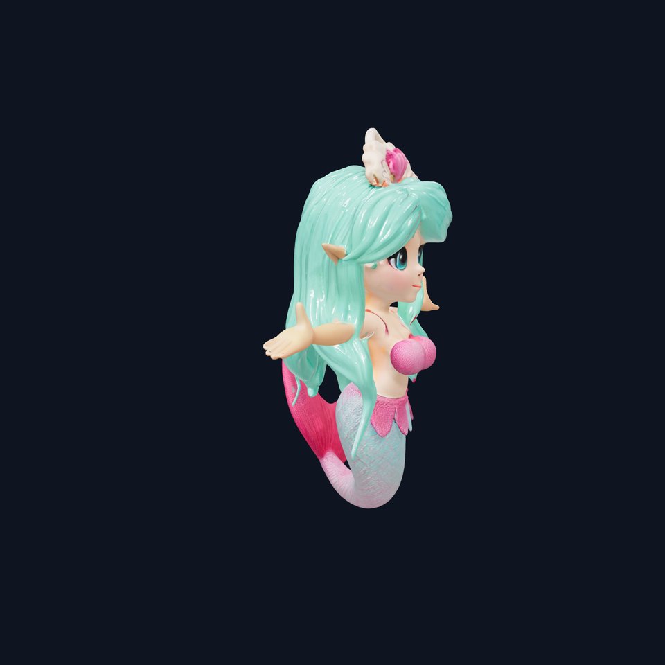 Charming Mermaid D Model Rigged and Animated