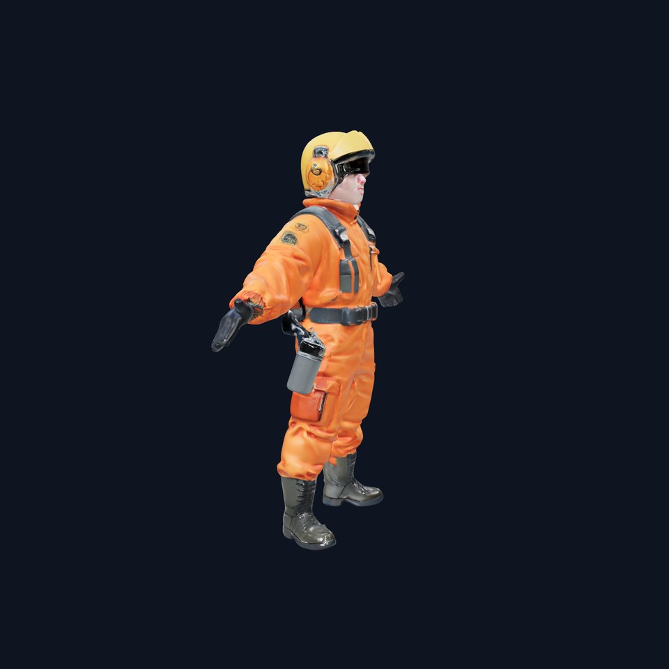 Aviation Engineer in Orange Suit  Rigged and Animated D Model