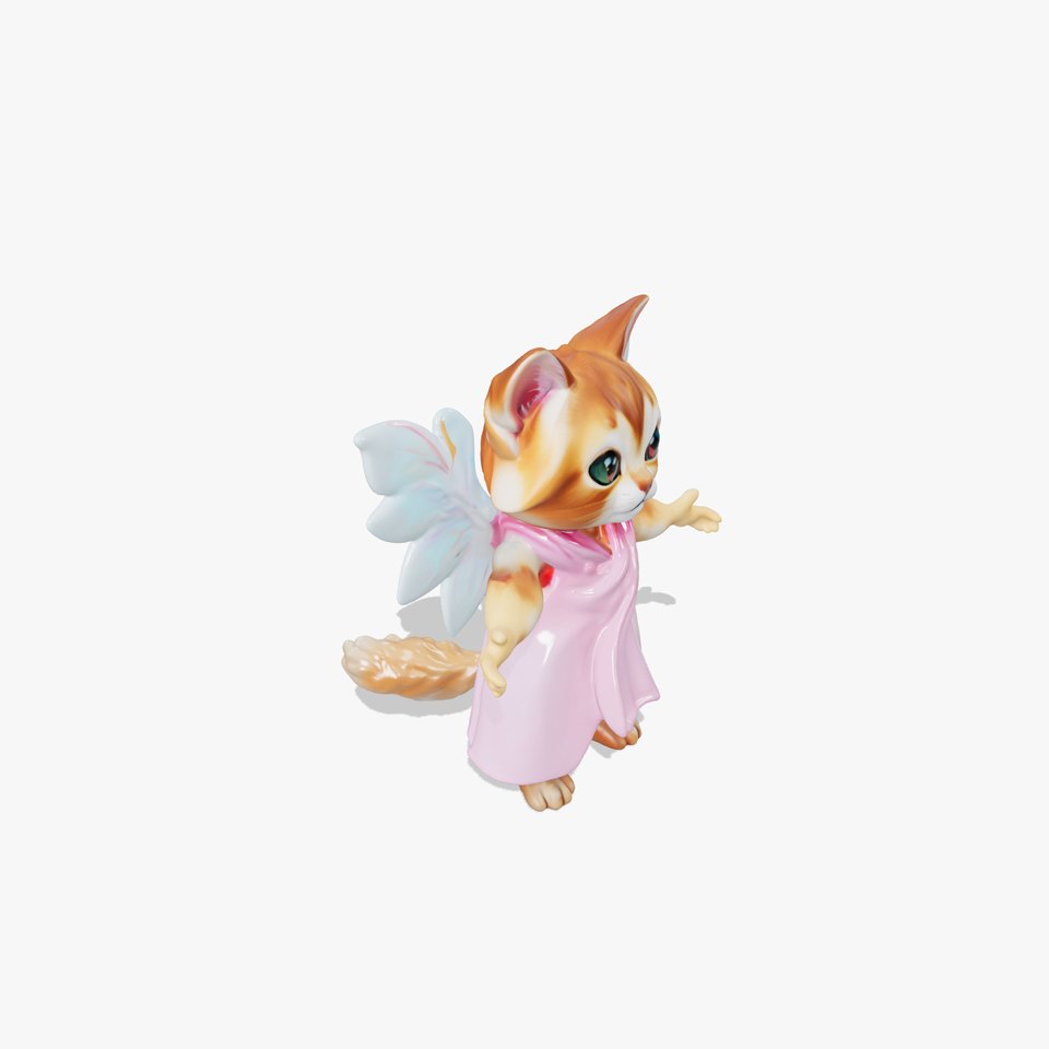 Fluttering Feline Fairy Cat Rigged and Animated Character Model