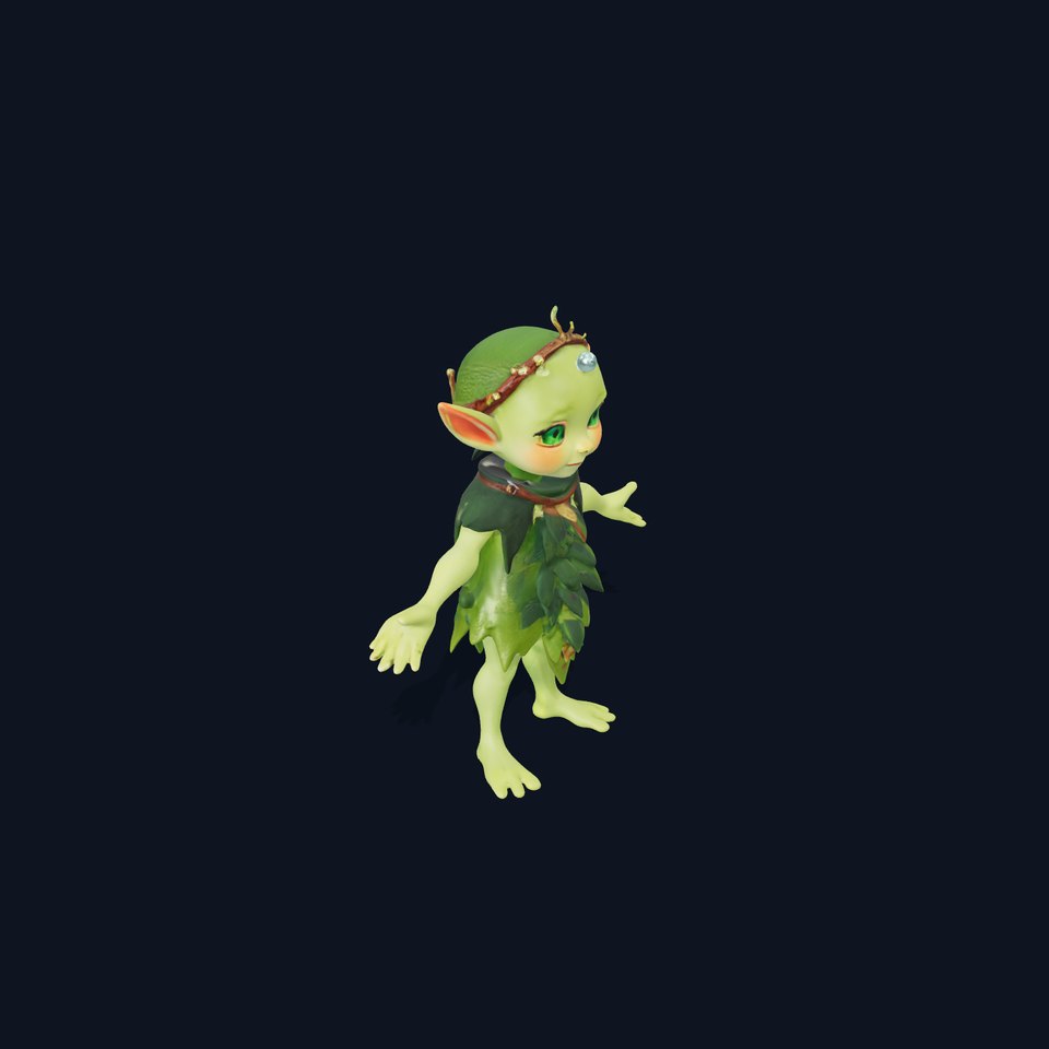 Forest Sprite Character Model Rigged and Animated for Games