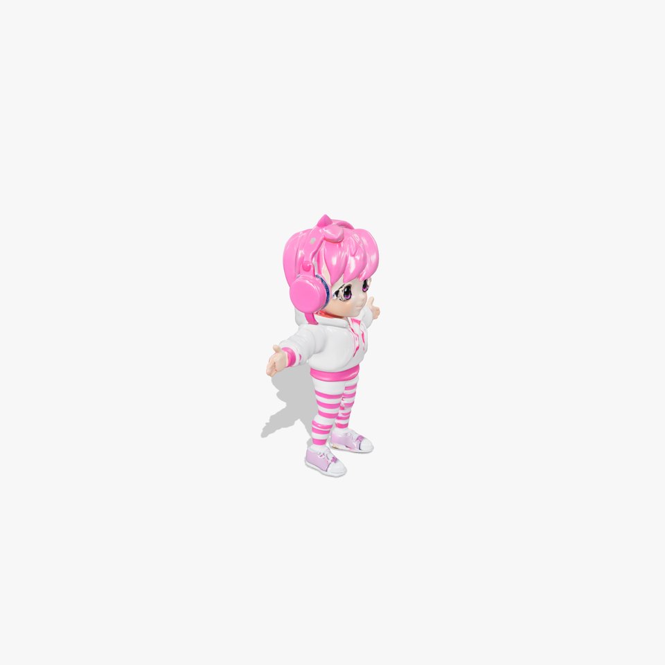PinkHaired Anime Character Rigged and Animated with Headphones