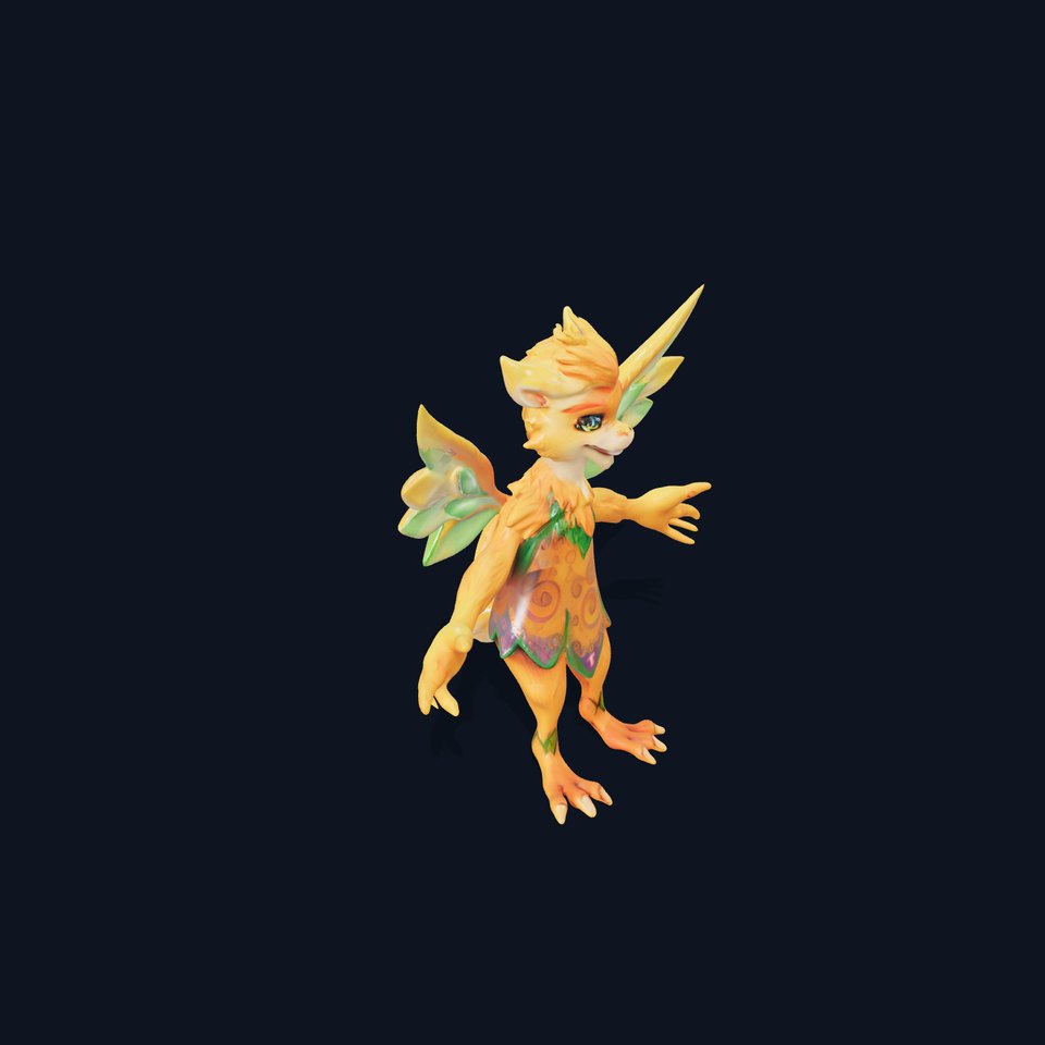 Fantasy Winged Creature Rigged and Animated D Character Model