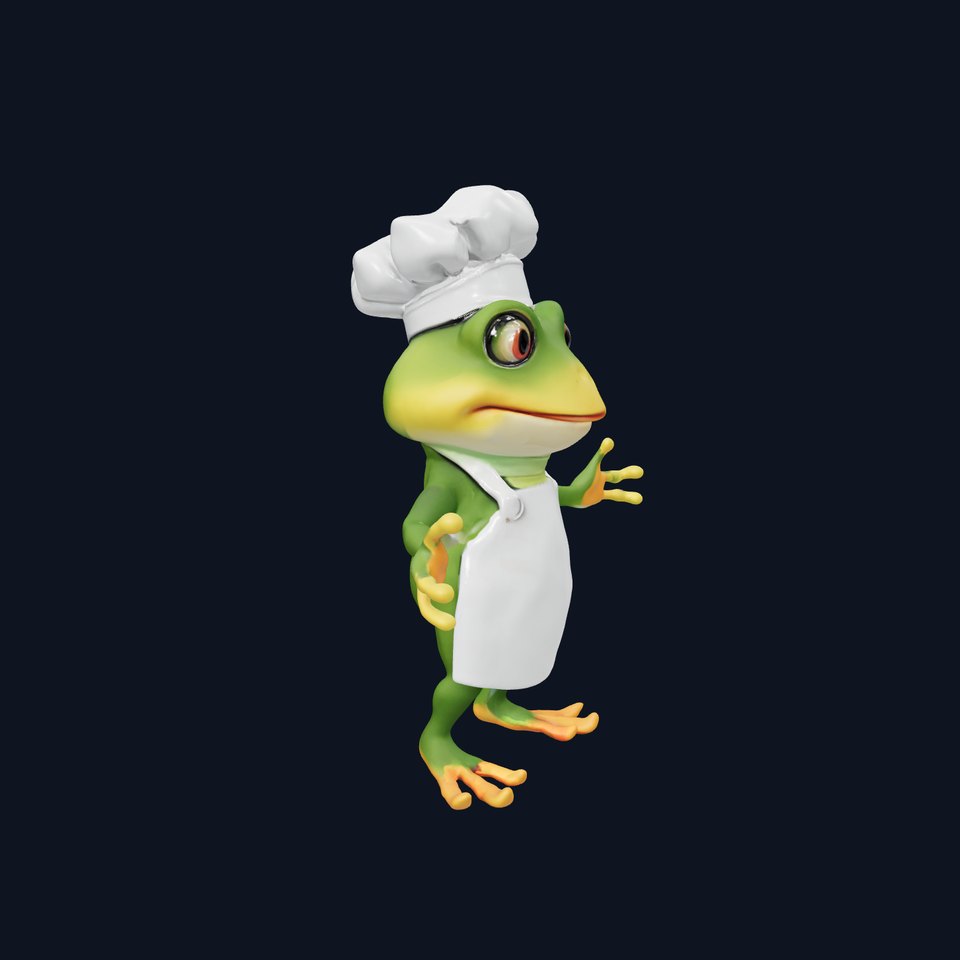 Chef Frog Character Model  Rigged and Animated