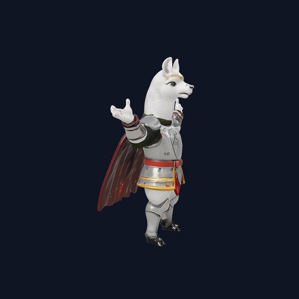 Knight Llama Character Rigged and Animated Armor Model