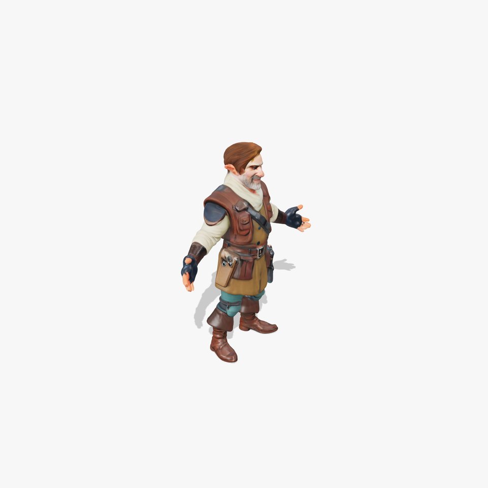 Elf Adventurer with Leather Armor Rigged and Animated