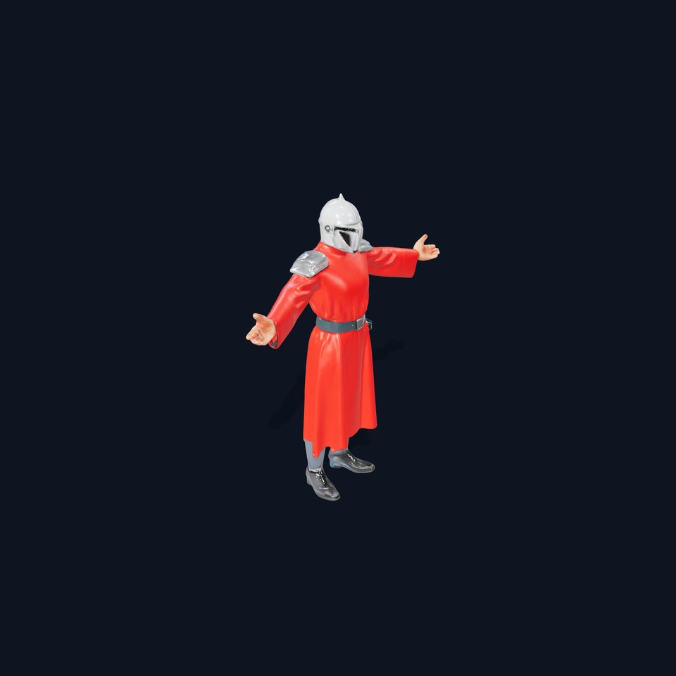 D SciFi Warrior in Red Cloak Rigged and Animated
