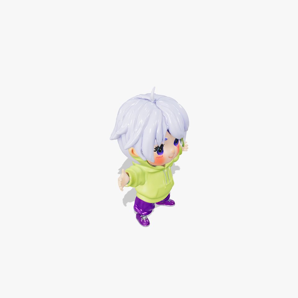Adorable Chibi Character in Bright Hoodie  Rigged and Animated