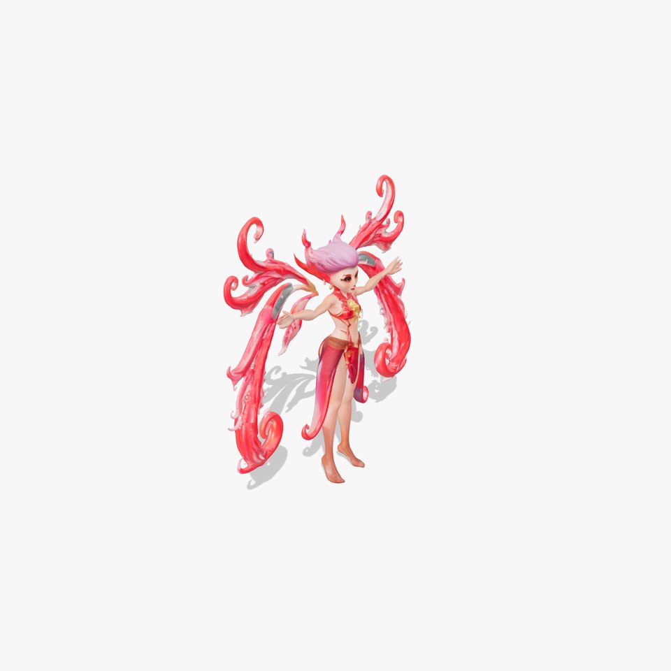 Fiery Fairy Queen Character Model Rigged and Animated