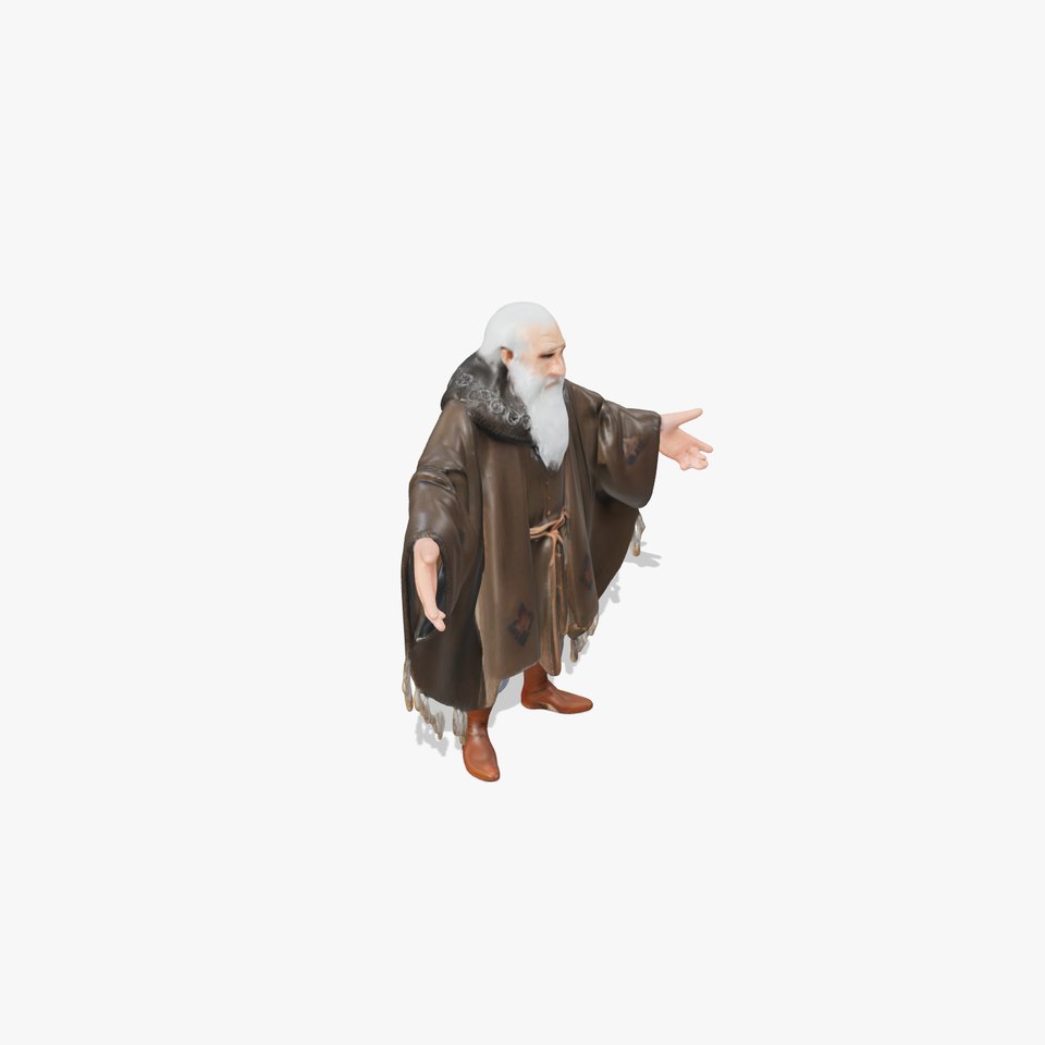 Ancient Wizard Character Model  Rigged and Animated