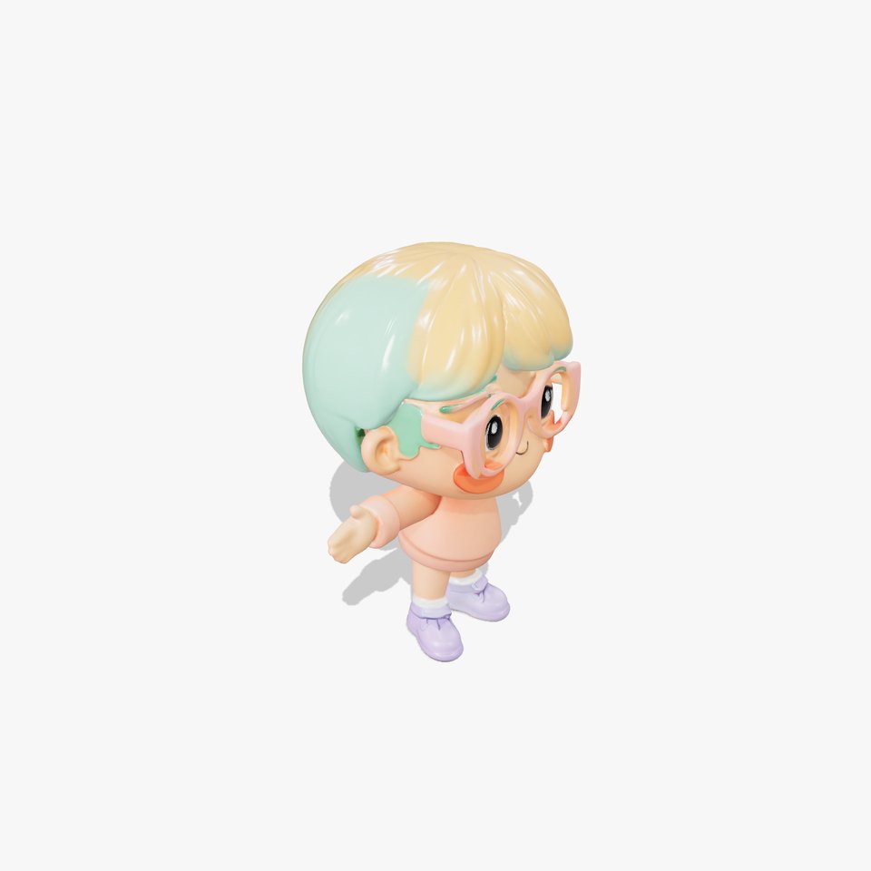 Cute Kid Character with Glasses Rigged and Animated Model