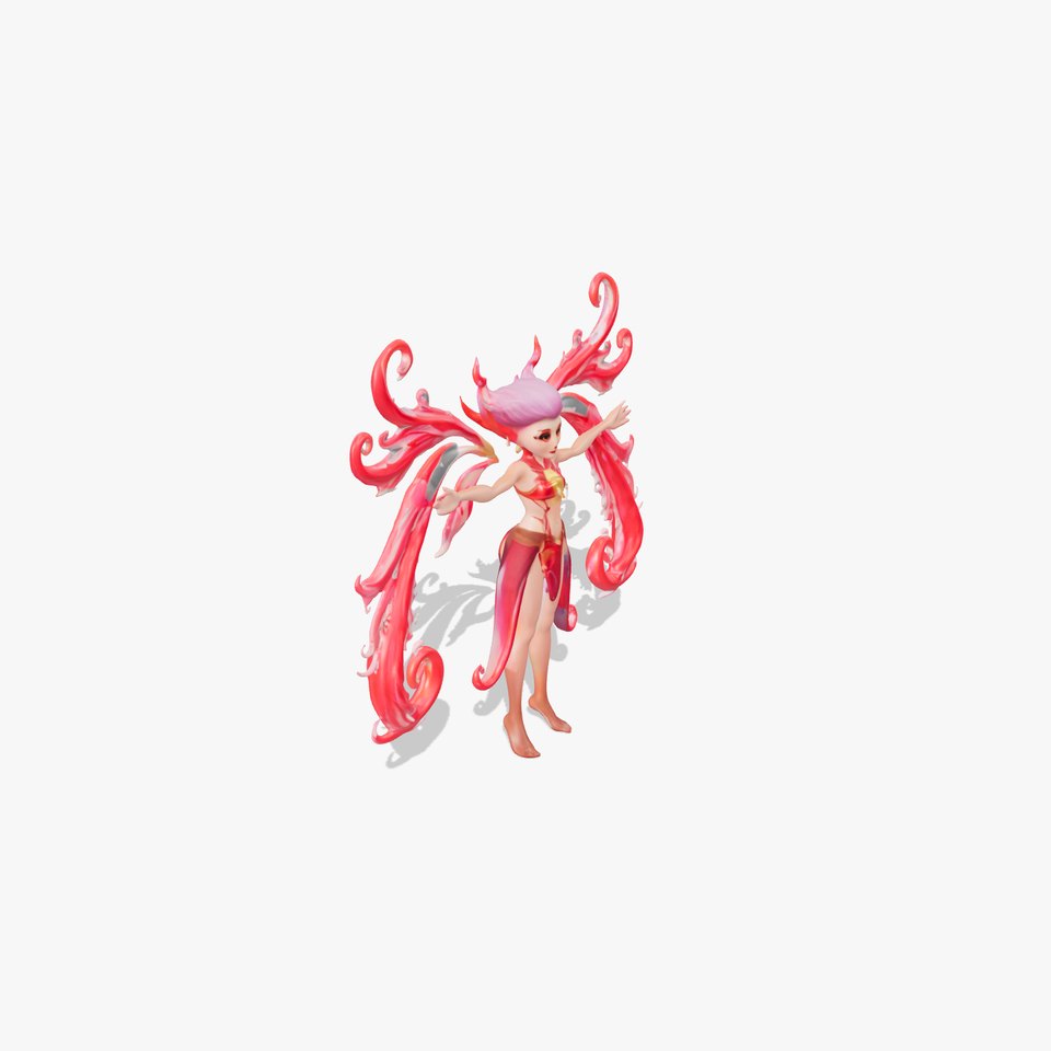 Enchanted Fairy with Red Wings  Rigged and Animated D Character