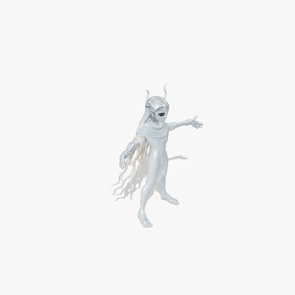 Ethereal Elf Character Model with Antlers Rigged and Animated