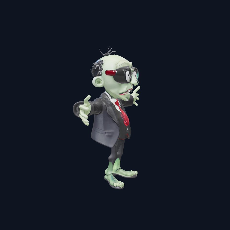 Zombie Businessman Character Model Rigged and Animated