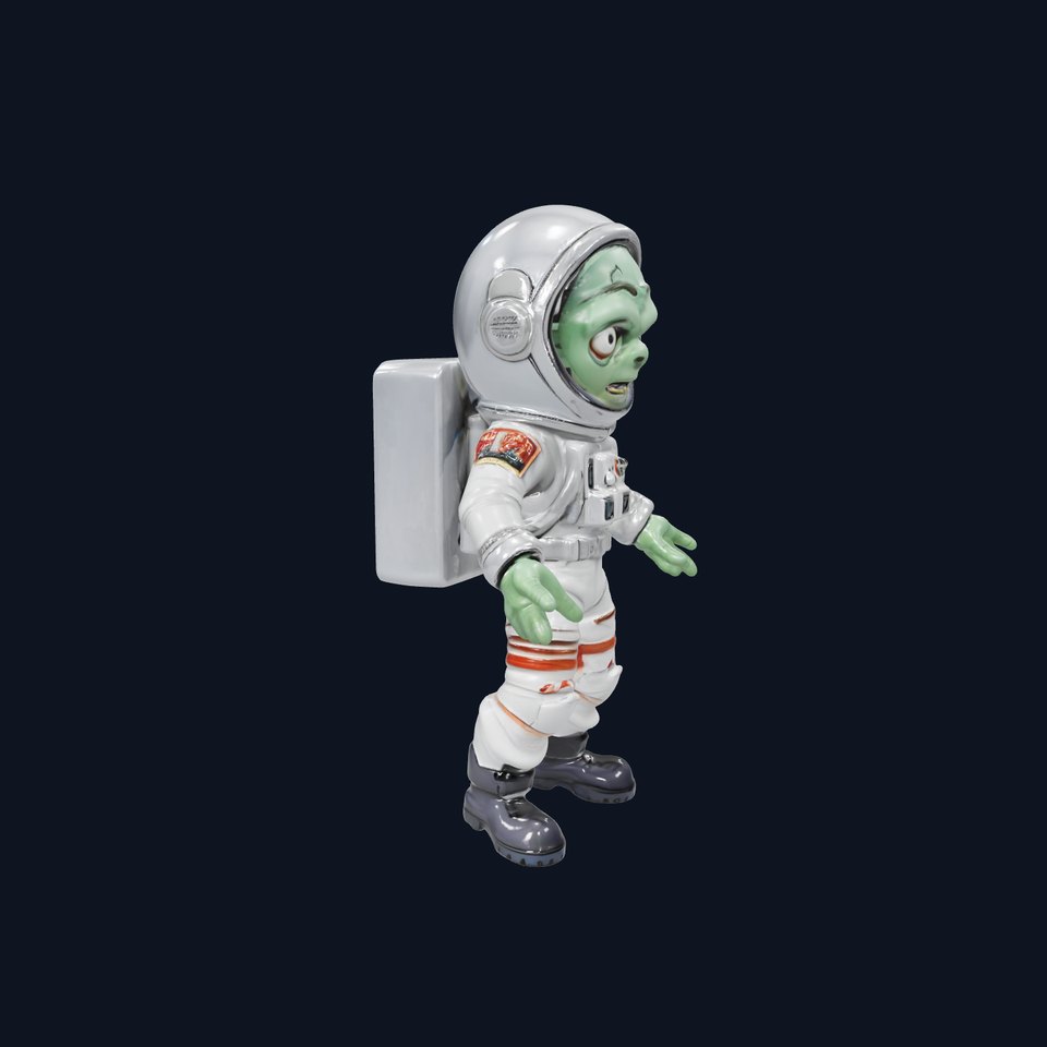 Zombie Astronaut Character Model Rigged and Animated