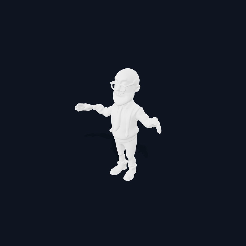 Professor Character Rigged and Animated with Distinctive Beard Sweater Vest