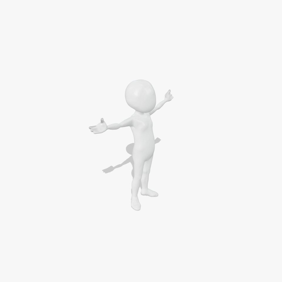 Simple White Character Rigged and Animated for D Applications