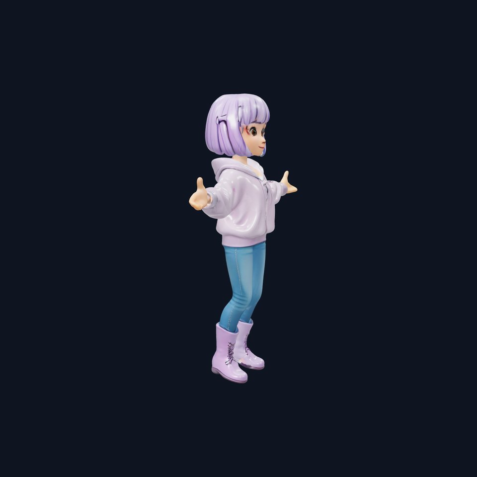 Lilac Wardrobe Adventurer Rigged and Animated D Character Model