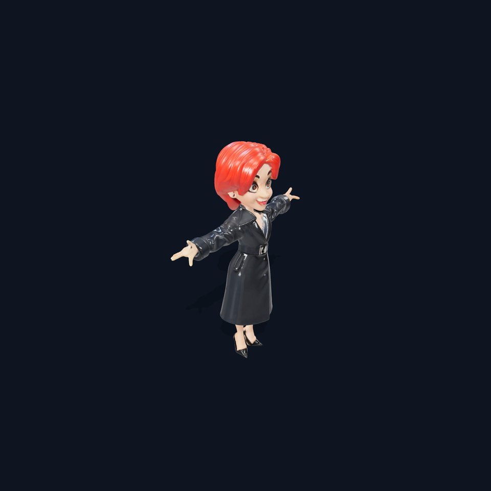 Elegant Redhead Female Character Rigged and Animated