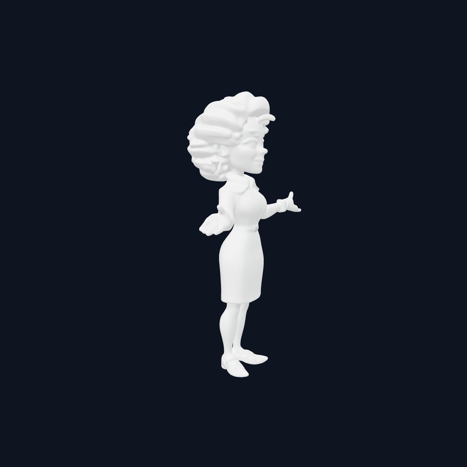 Animated Blonde Female Character in Green Dress  Fully Rigged and Animated
