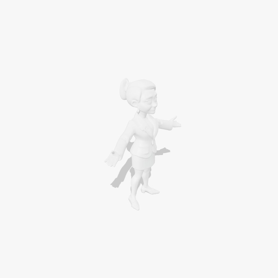 Animated Female Businesswoman Character in Orange Suit Rigged and Animated