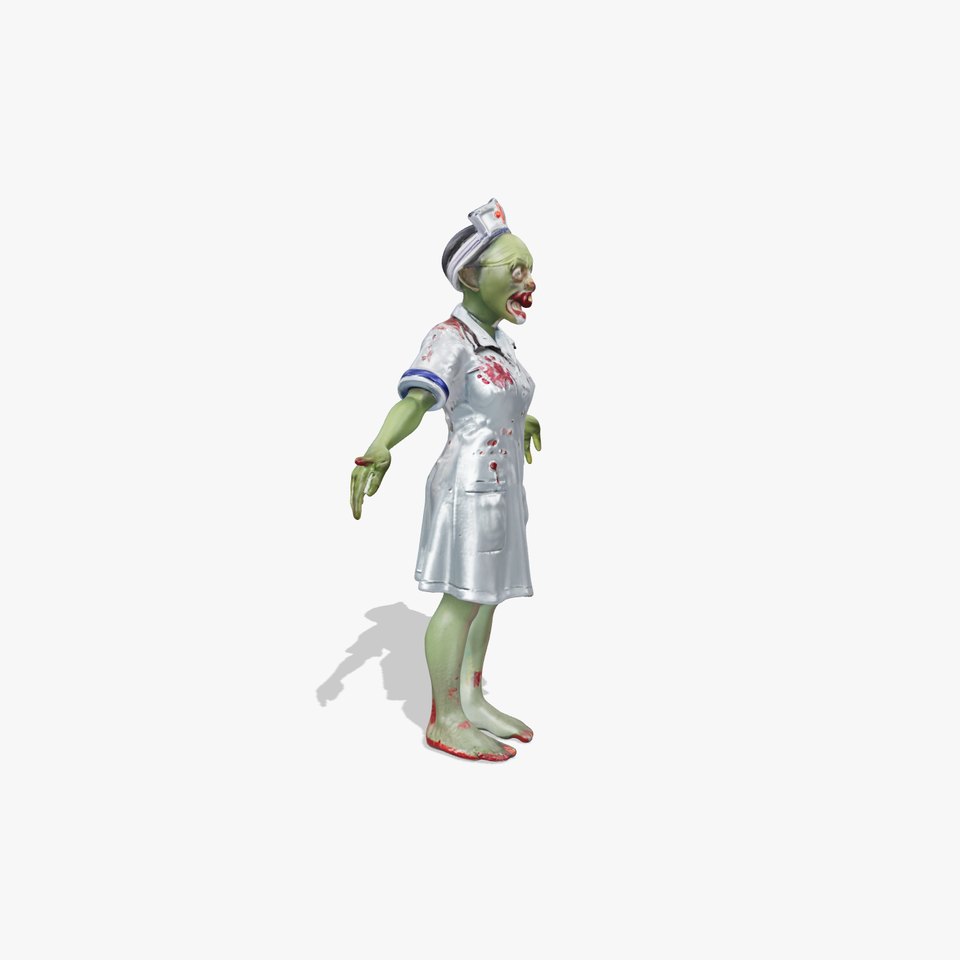 Zombie Nurse Character Model Rigged and Animated