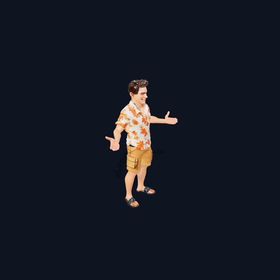 Casual Summer Guy Rigged and Animated D Character Model