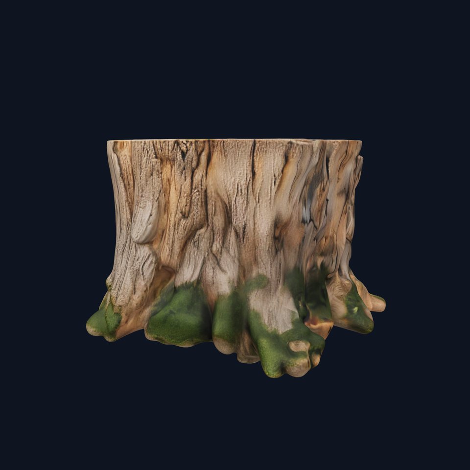 Tree Stump with Moss Model Pack