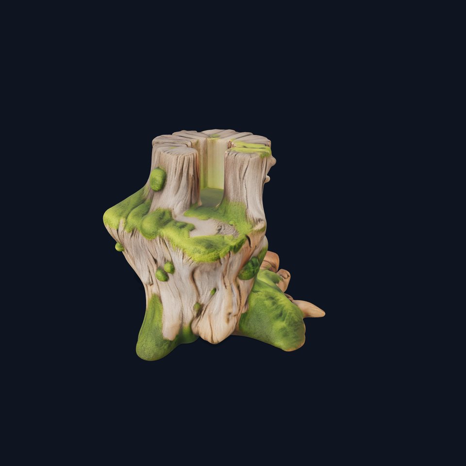 Realistic Mossy Tree Stump Model Pack