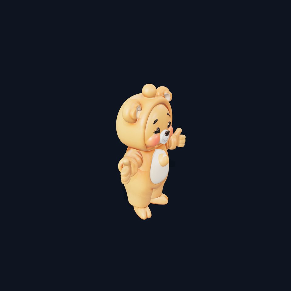 Cute Bear Character Rigged and Animated for Games and VR