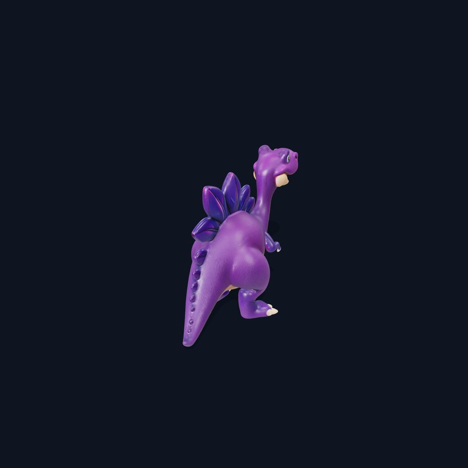 Cartoon Purple Dinosaur Model Pack with Spikes