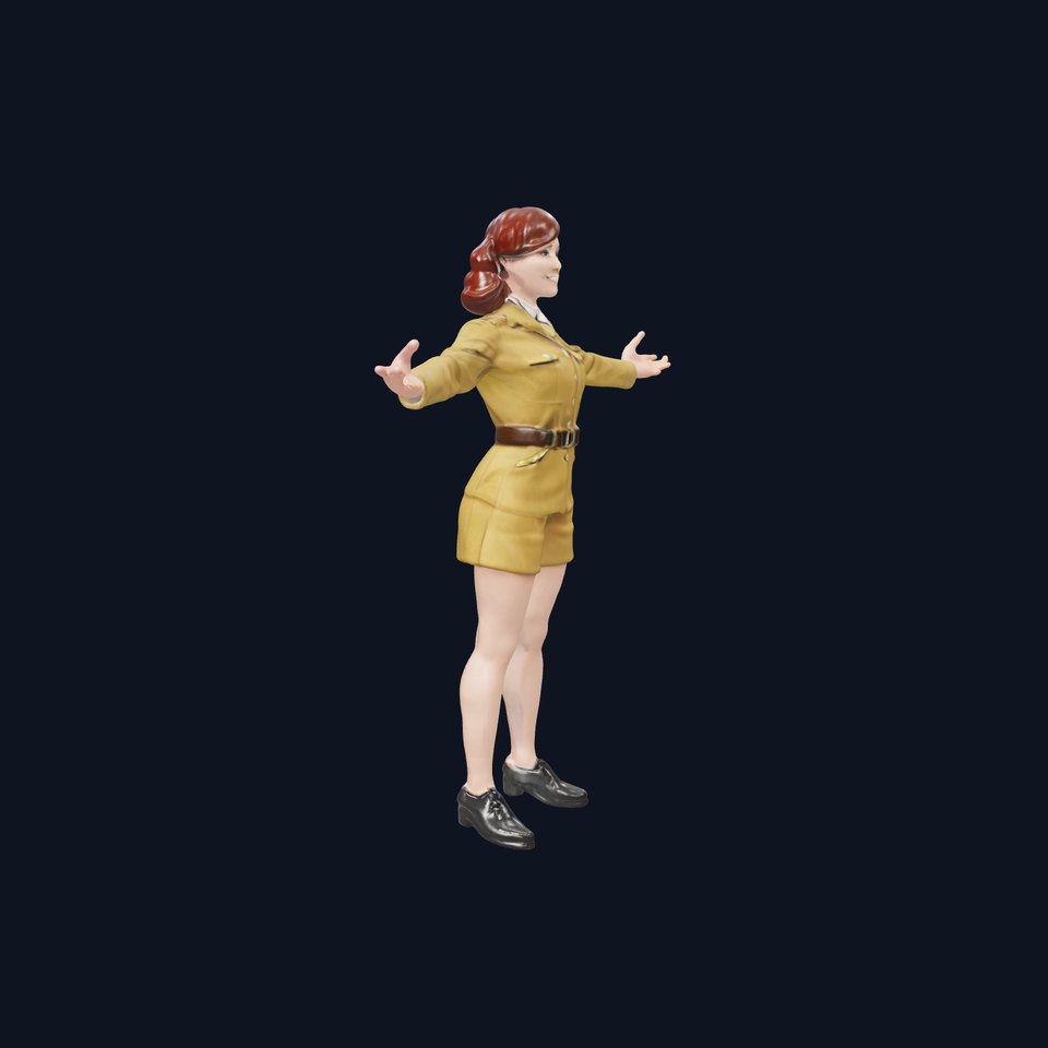 Animated D Female Soldier Model Rigged and Animated