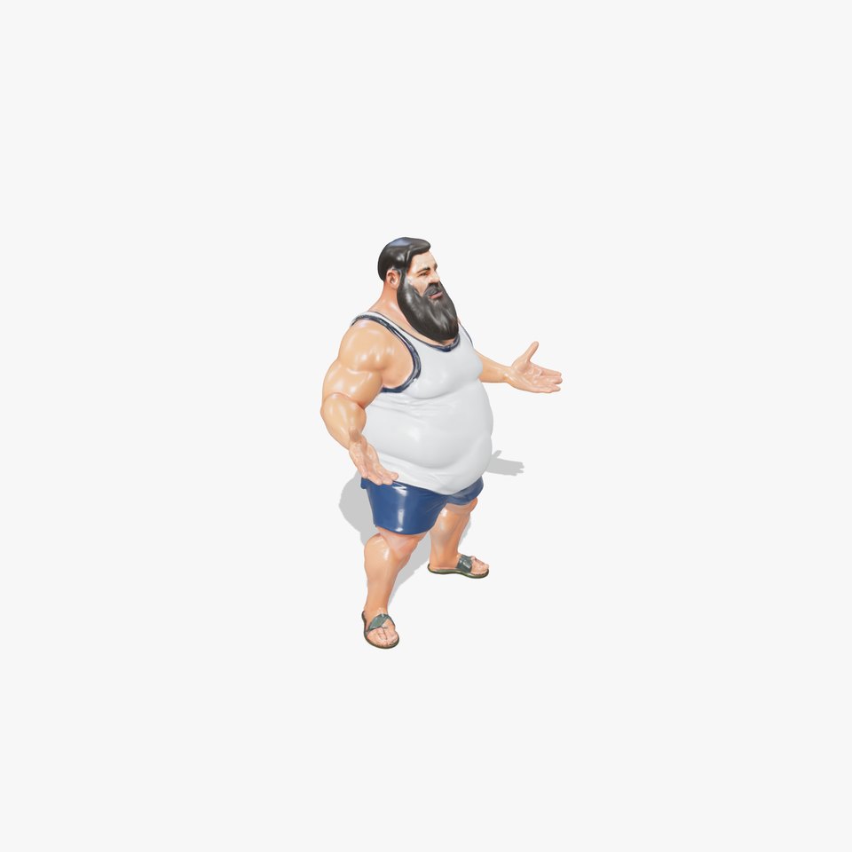 Bearded Casual Rigged and Animated D Character Model