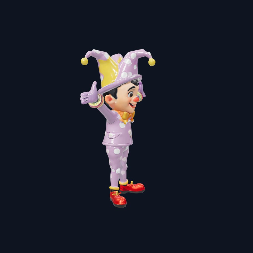Polka Dot Jester D Model  Rigged and Animated